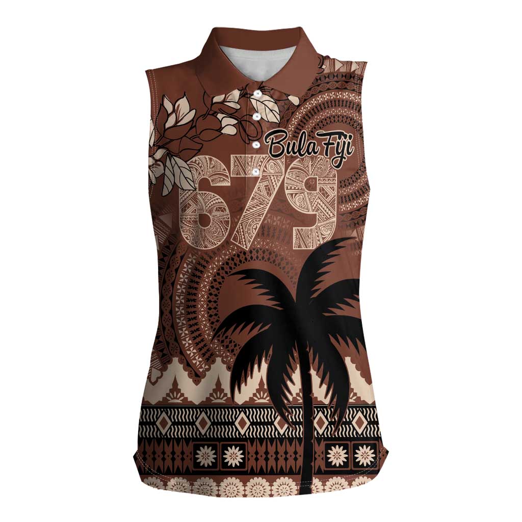 Personalised Bula Fiji 679 Women Sleeveless Polo Shirt Fijian Tagimoucia Masi Tapa Art