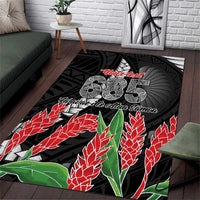 Personalised Samoa 685 Area Rug Teuila Flower With Black Samoan Tattoo LT9 Black - Polynesian Pride