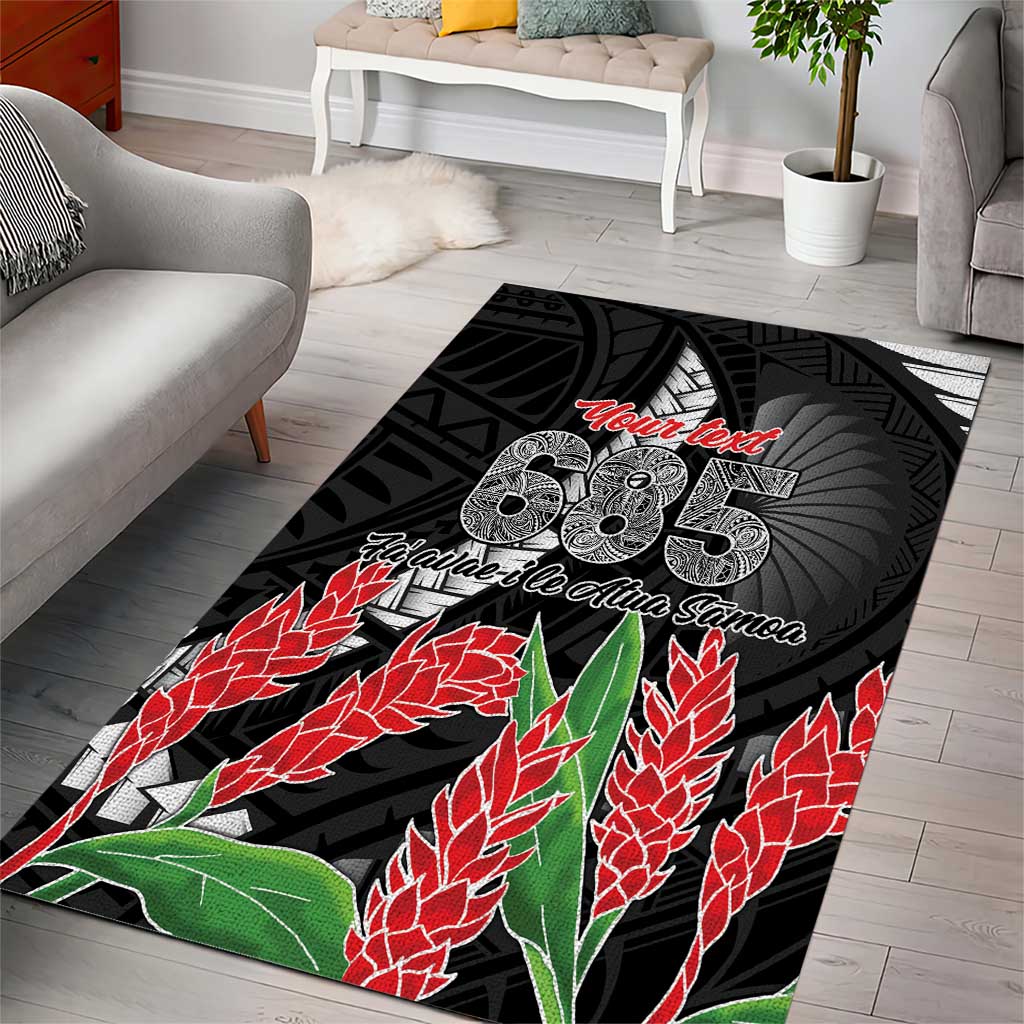 Personalised Samoa 685 Area Rug Teuila Flower With Black Samoan Tattoo LT9 - Polynesian Pride
