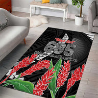 Personalised Samoa 685 Area Rug Teuila Flower With Black Samoan Tattoo LT9 - Polynesian Pride