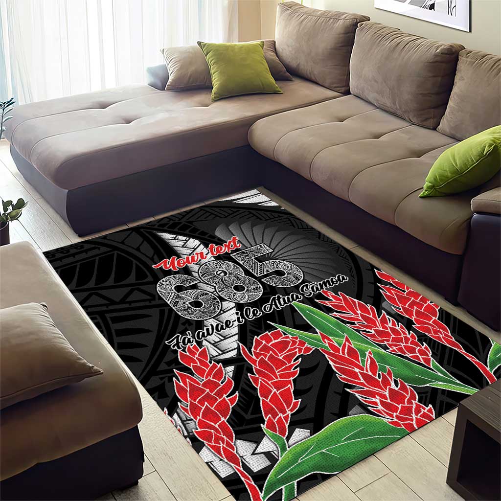 Personalised Samoa 685 Area Rug Teuila Flower With Black Samoan Tattoo LT9 - Polynesian Pride
