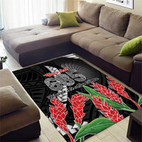 Personalised Samoa 685 Area Rug Teuila Flower With Black Samoan Tattoo LT9 - Polynesian Pride