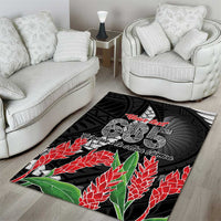 Personalised Samoa 685 Area Rug Teuila Flower With Black Samoan Tattoo LT9 - Polynesian Pride