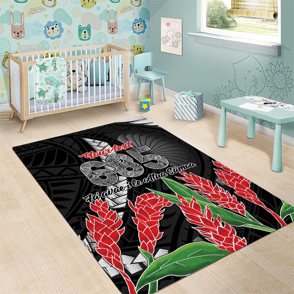 Personalised Samoa 685 Area Rug Teuila Flower With Black Samoan Tattoo LT9 - Polynesian Pride