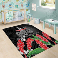 Personalised Samoa 685 Area Rug Teuila Flower With Black Samoan Tattoo LT9 - Polynesian Pride