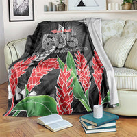 Personalised Samoa 685 Blanket Teuila Flower With Black Samoan Tattoo LT9 Black - Polynesian Pride