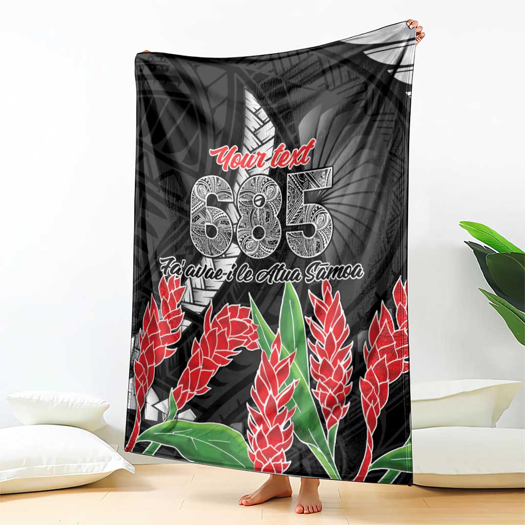 Personalised Samoa 685 Blanket Teuila Flower With Black Samoan Tattoo LT9 - Polynesian Pride