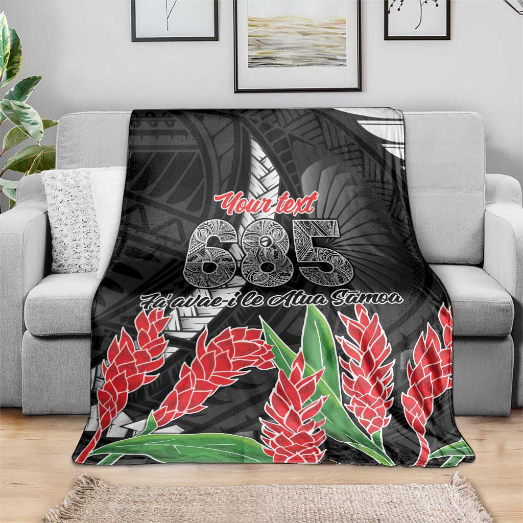 Personalised Samoa 685 Blanket Teuila Flower With Black Samoan Tattoo LT9 - Polynesian Pride