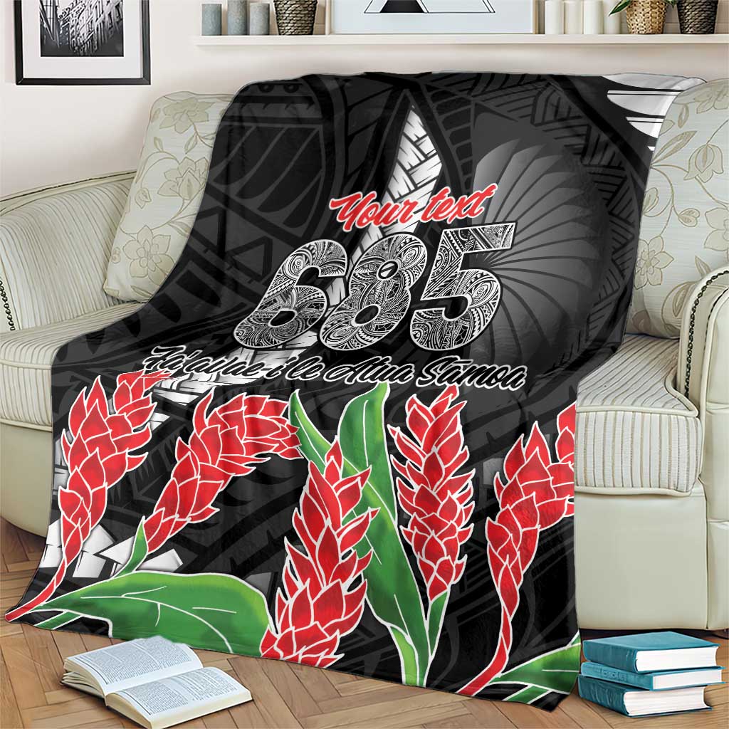 Personalised Samoa 685 Blanket Teuila Flower With Black Samoan Tattoo LT9 - Polynesian Pride