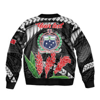 Personalised Samoa 685 Bomber Jacket Teuila Flower With Black Samoan Tattoo LT9 - Polynesian Pride