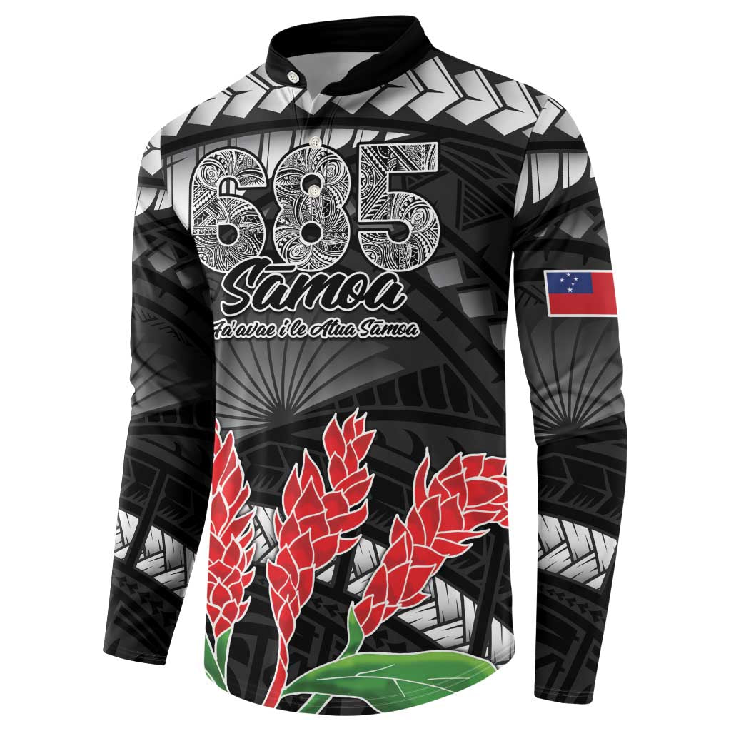 Personalised Samoa 685 Button Sweatshirt Teuila Flower With Black Samoan Tattoo LT9 - Polynesian Pride