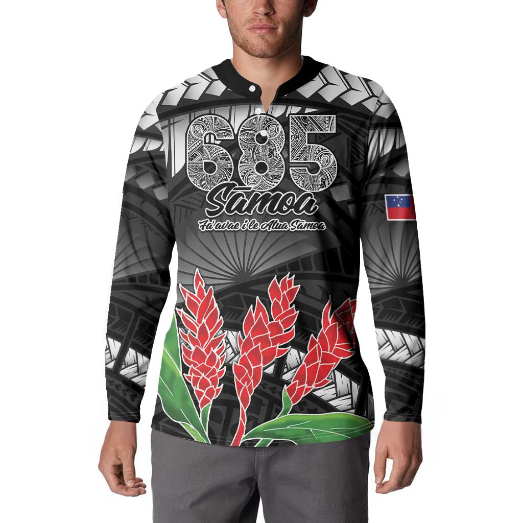 Personalised Samoa 685 Button Sweatshirt Teuila Flower With Black Samoan Tattoo LT9 - Polynesian Pride