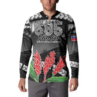 Personalised Samoa 685 Button Sweatshirt Teuila Flower With Black Samoan Tattoo LT9 - Polynesian Pride