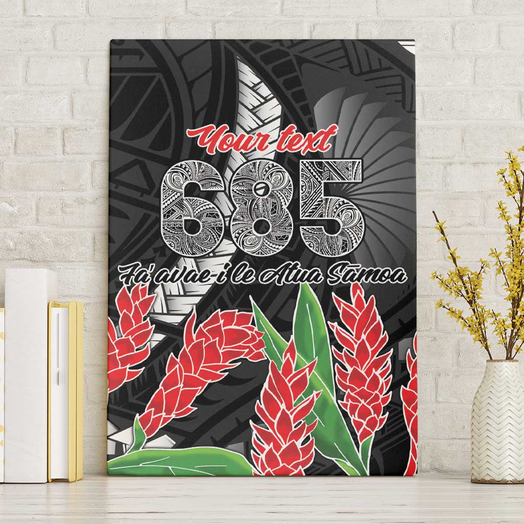 Personalised Samoa 685 Canvas Wall Art Teuila Flower With Black Samoan Tattoo LT9 Without Frame Black - Polynesian Pride