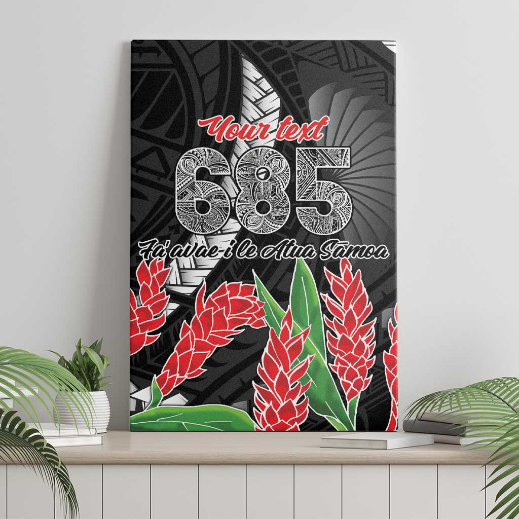 Personalised Samoa 685 Canvas Wall Art Teuila Flower With Black Samoan Tattoo LT9 - Polynesian Pride