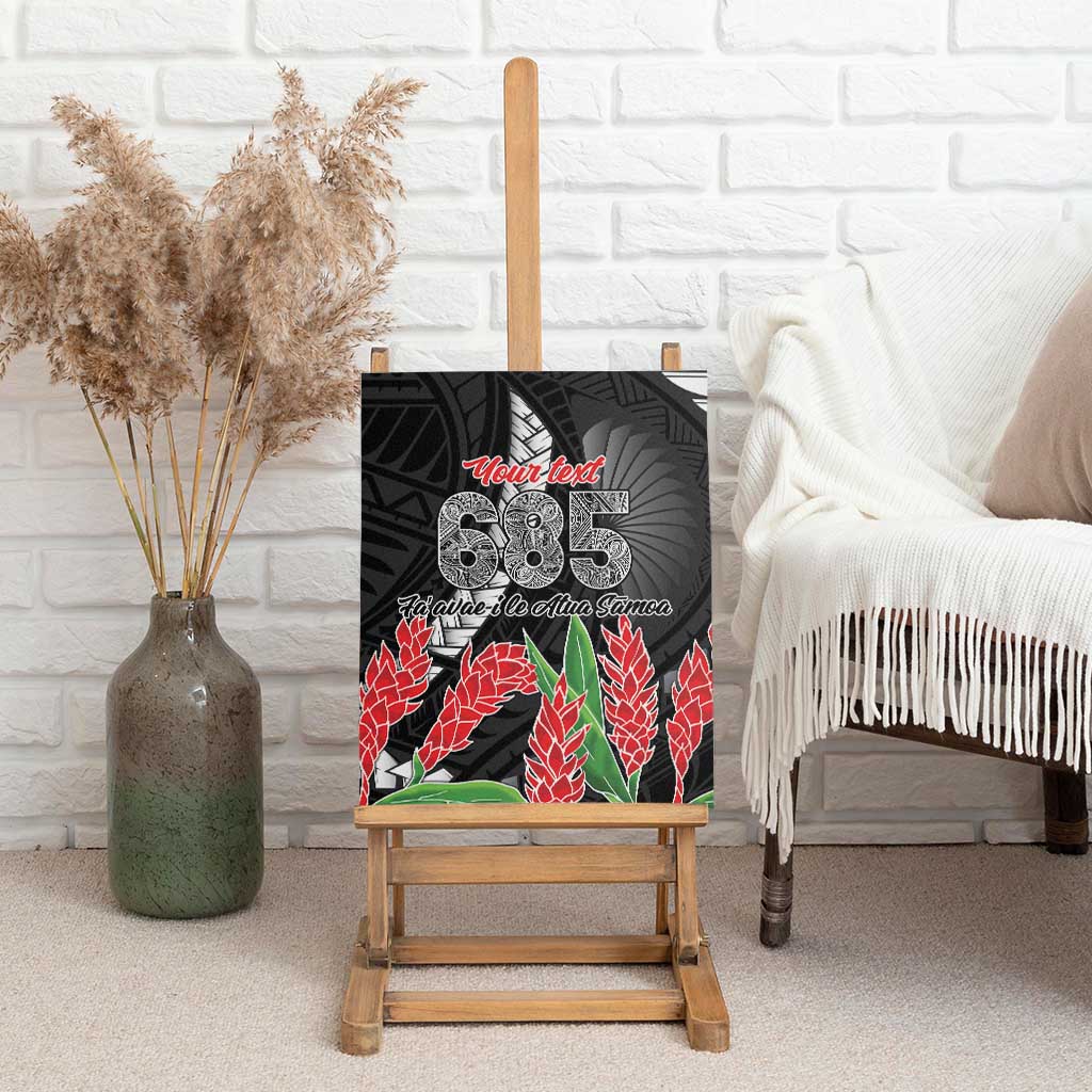 Personalised Samoa 685 Canvas Wall Art Teuila Flower With Black Samoan Tattoo LT9 - Polynesian Pride