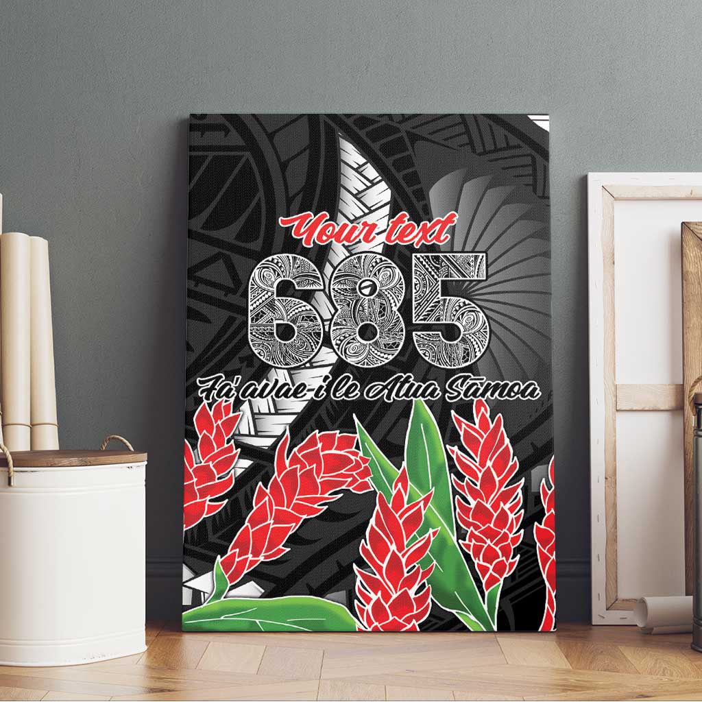 Personalised Samoa 685 Canvas Wall Art Teuila Flower With Black Samoan Tattoo LT9 - Polynesian Pride