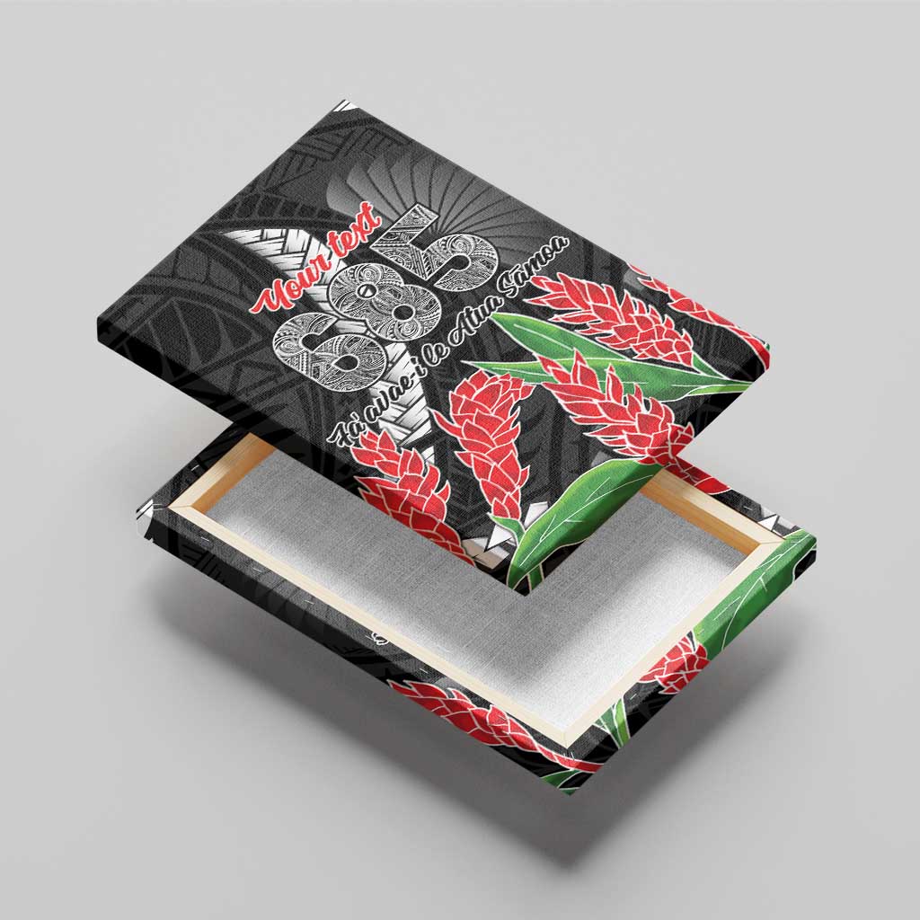 Personalised Samoa 685 Canvas Wall Art Teuila Flower With Black Samoan Tattoo LT9 - Polynesian Pride