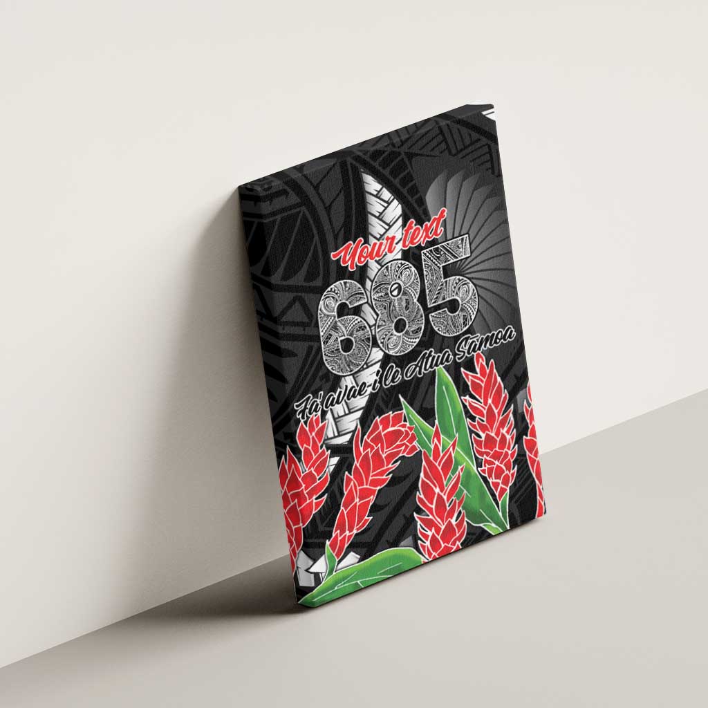 Personalised Samoa 685 Canvas Wall Art Teuila Flower With Black Samoan Tattoo LT9 - Polynesian Pride