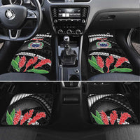 Personalised Samoa 685 Car Mats Teuila Flower With Black Samoan Tattoo LT9 Set 4pcs Black - Polynesian Pride