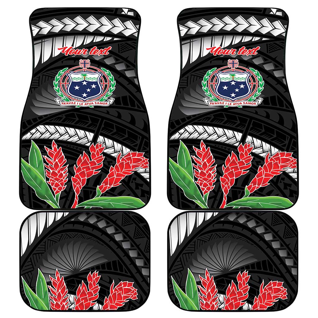 Personalised Samoa 685 Car Mats Teuila Flower With Black Samoan Tattoo LT9 - Polynesian Pride