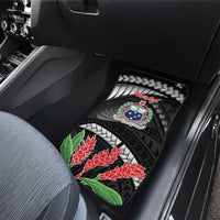Personalised Samoa 685 Car Mats Teuila Flower With Black Samoan Tattoo LT9 - Polynesian Pride