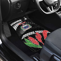 Personalised Samoa 685 Car Mats Teuila Flower With Black Samoan Tattoo LT9 - Polynesian Pride