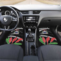Personalised Samoa 685 Car Mats Teuila Flower With Black Samoan Tattoo LT9 Set 2pcs - Front Black - Polynesian Pride