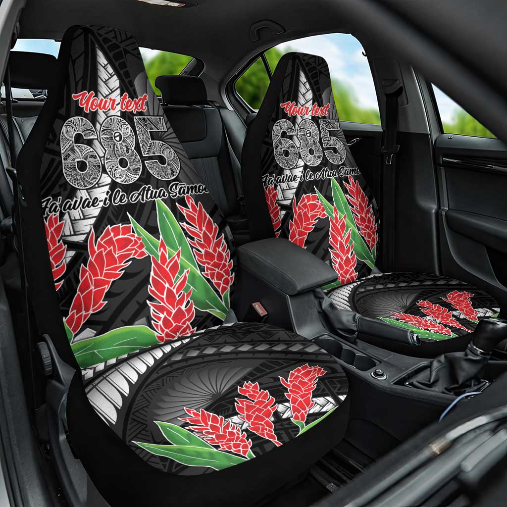 Personalised Samoa 685 Car Seat Cover Teuila Flower With Black Samoan Tattoo LT9 One Size Black - Polynesian Pride