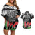 Personalised Samoa 685 Couples Matching Off Shoulder Short Dress and Hawaiian Shirt Teuila Flower With Black Samoan Tattoo