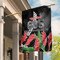 Personalised Samoa 685 Garden Flag Teuila Flower With Black Samoan Tattoo LT9 House Flag Black - Polynesian Pride