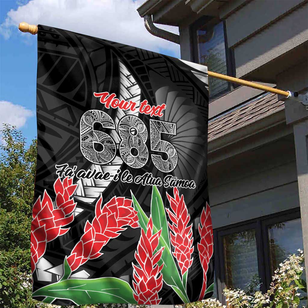 Personalised Samoa 685 Garden Flag Teuila Flower With Black Samoan Tattoo LT9 - Polynesian Pride