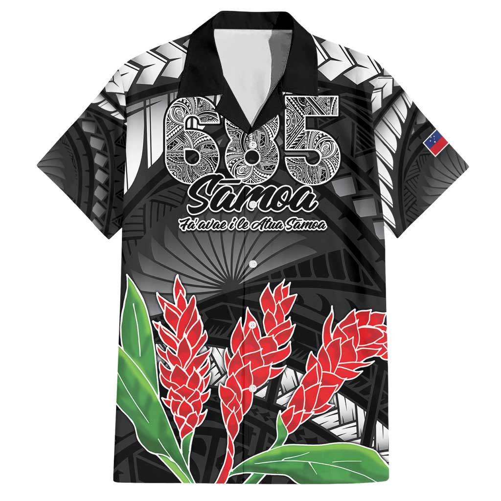 Personalised Samoa 685 Hawaiian Shirt Teuila Flower With Black Samoan Tattoo LT9 Black - Polynesian Pride