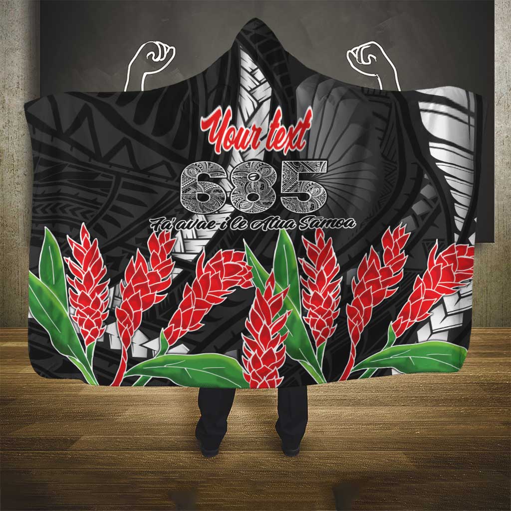 Personalised Samoa 685 Hooded Blanket Teuila Flower With Black Samoan Tattoo LT9 - Polynesian Pride