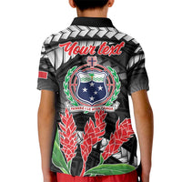 Personalised Samoa 685 Kid Polo Shirt Teuila Flower With Black Samoan Tattoo LT9 - Polynesian Pride