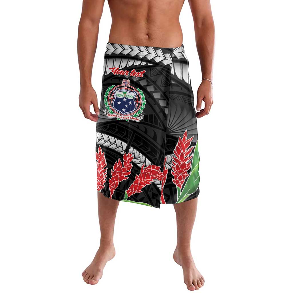 Personalised Samoa 685 Lavalava Teuila Flower With Black Samoan Tattoo LT9 Black - Polynesian Pride