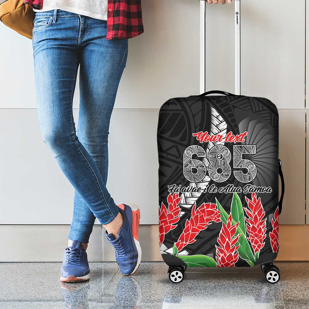 Personalised Samoa 685 Luggage Cover Teuila Flower With Black Samoan Tattoo LT9 - Polynesian Pride