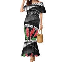 Personalised Samoa 685 Mermaid Dress Teuila Flower With Black Samoan Tattoo LT9 Women Black - Polynesian Pride