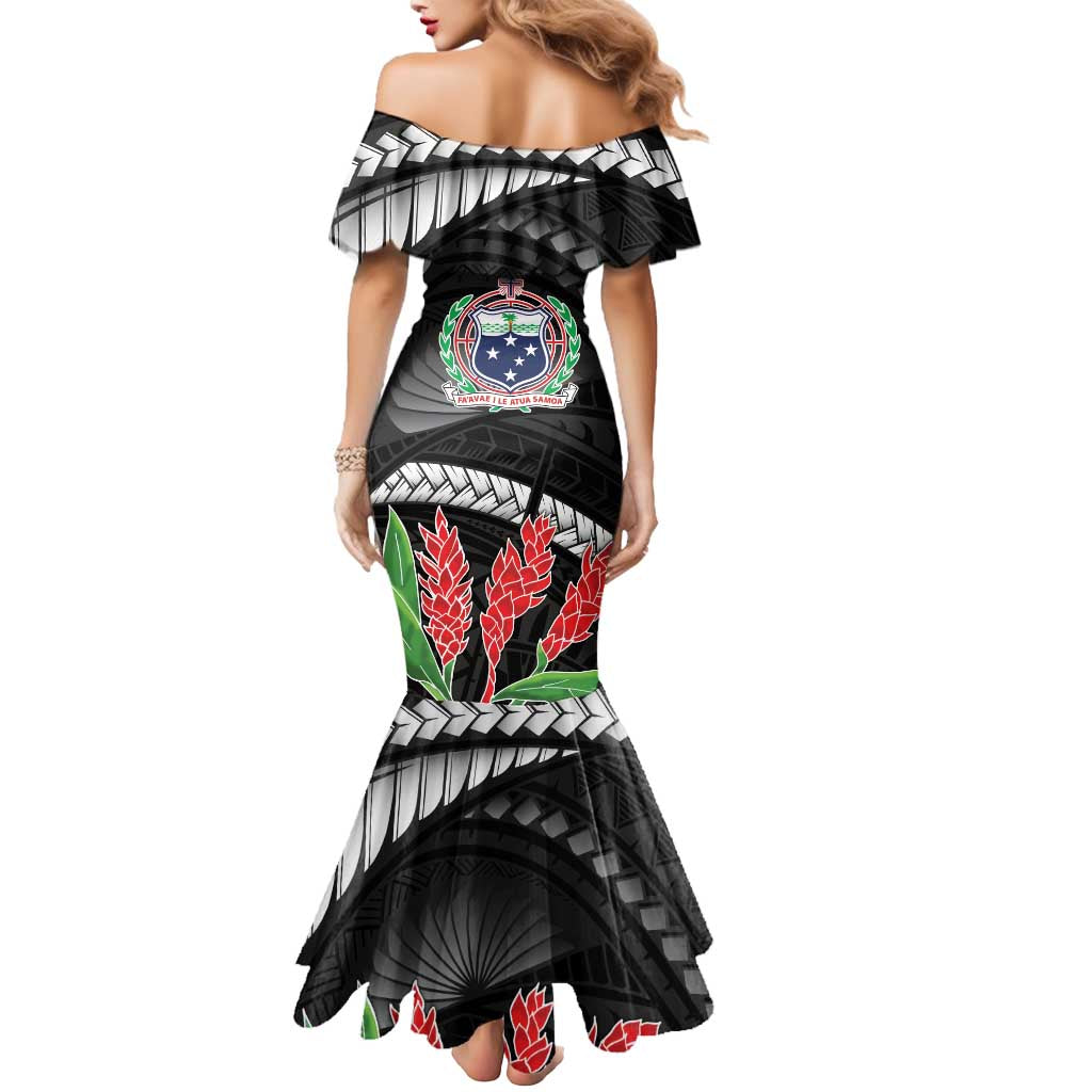 Personalised Samoa 685 Mermaid Dress Teuila Flower With Black Samoan Tattoo LT9 - Polynesian Pride