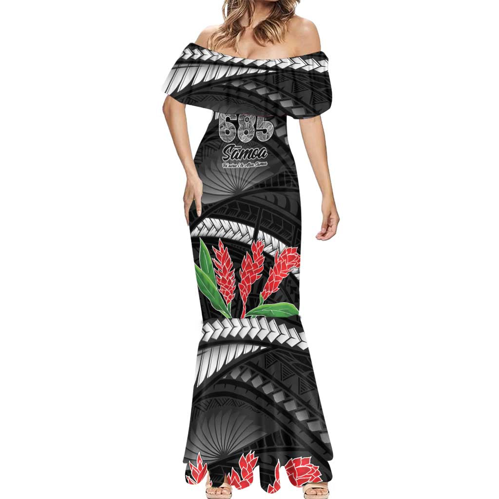 Personalised Samoa 685 Mermaid Dress Teuila Flower With Black Samoan Tattoo LT9 - Polynesian Pride