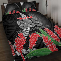 Personalised Samoa 685 Quilt Bed Set Teuila Flower With Black Samoan Tattoo LT9 Black - Polynesian Pride