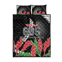 Personalised Samoa 685 Quilt Bed Set Teuila Flower With Black Samoan Tattoo LT9 - Polynesian Pride