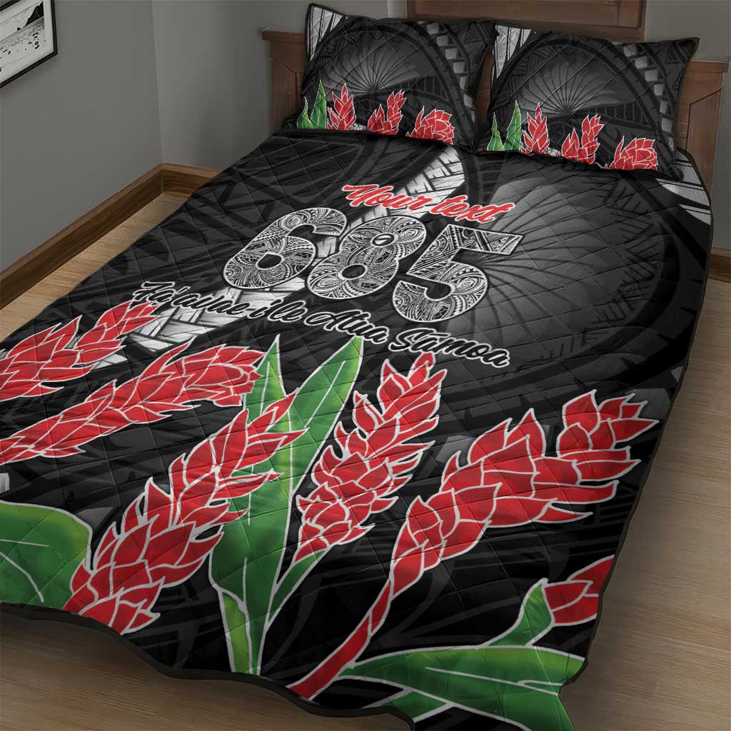 Personalised Samoa 685 Quilt Bed Set Teuila Flower With Black Samoan Tattoo LT9 - Polynesian Pride