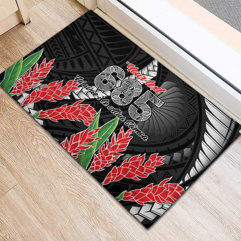 Personalised Samoa 685 Rubber Doormat Teuila Flower With Black Samoan Tattoo LT9 - Polynesian Pride