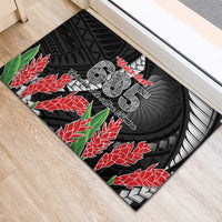 Personalised Samoa 685 Rubber Doormat Teuila Flower With Black Samoan Tattoo LT9 - Polynesian Pride