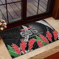 Personalised Samoa 685 Rubber Doormat Teuila Flower With Black Samoan Tattoo LT9 - Polynesian Pride