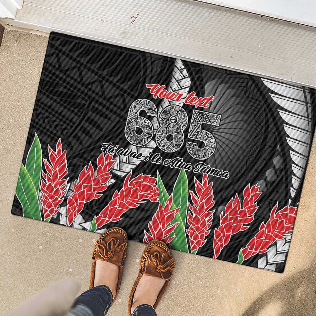 Personalised Samoa 685 Rubber Doormat Teuila Flower With Black Samoan Tattoo LT9 - Polynesian Pride