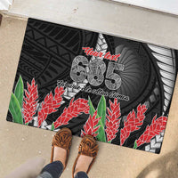 Personalised Samoa 685 Rubber Doormat Teuila Flower With Black Samoan Tattoo LT9 - Polynesian Pride