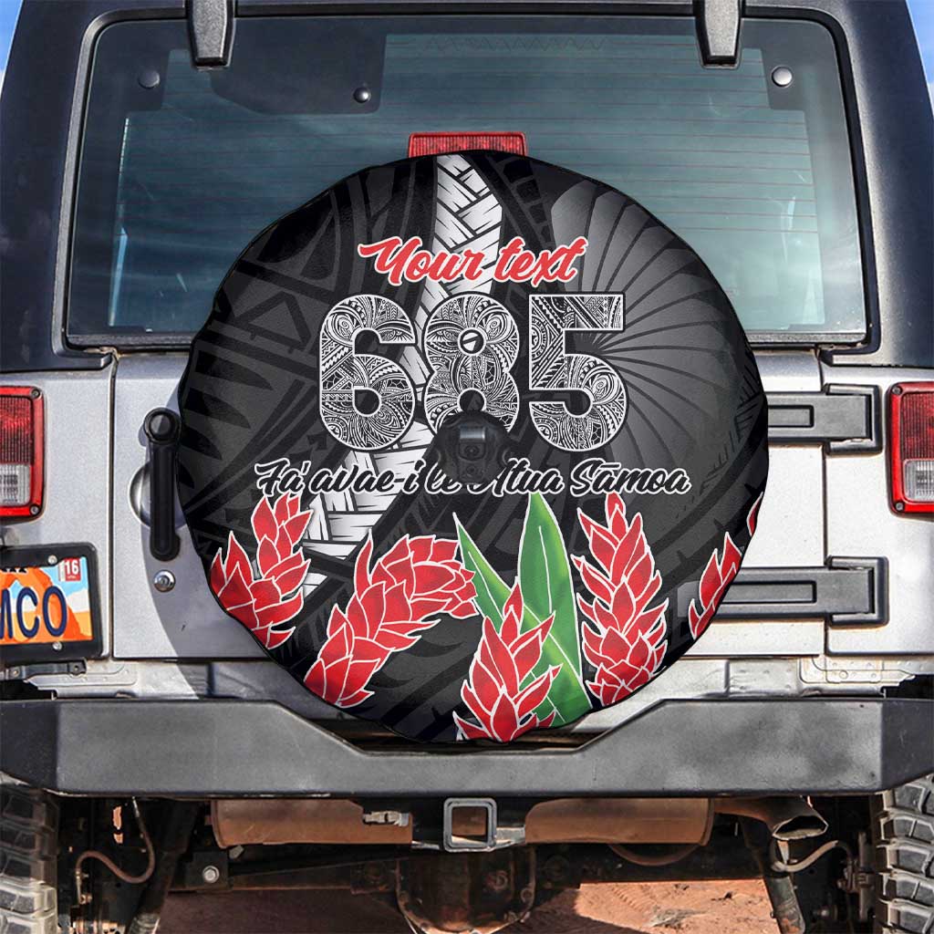 Personalised Samoa 685 Spare Tire Cover Teuila Flower With Black Samoan Tattoo