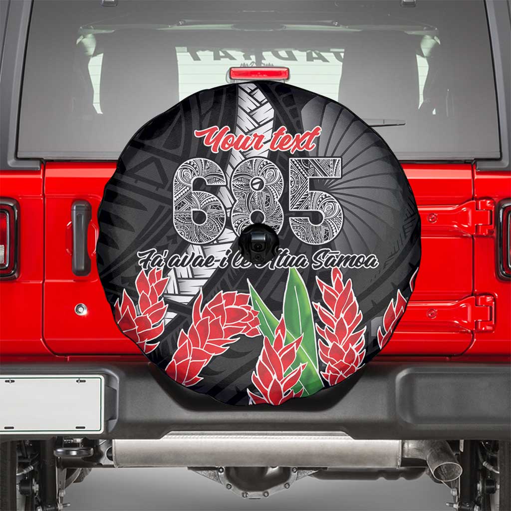 Personalised Samoa 685 Spare Tire Cover Teuila Flower With Black Samoan Tattoo LT9 - Polynesian Pride